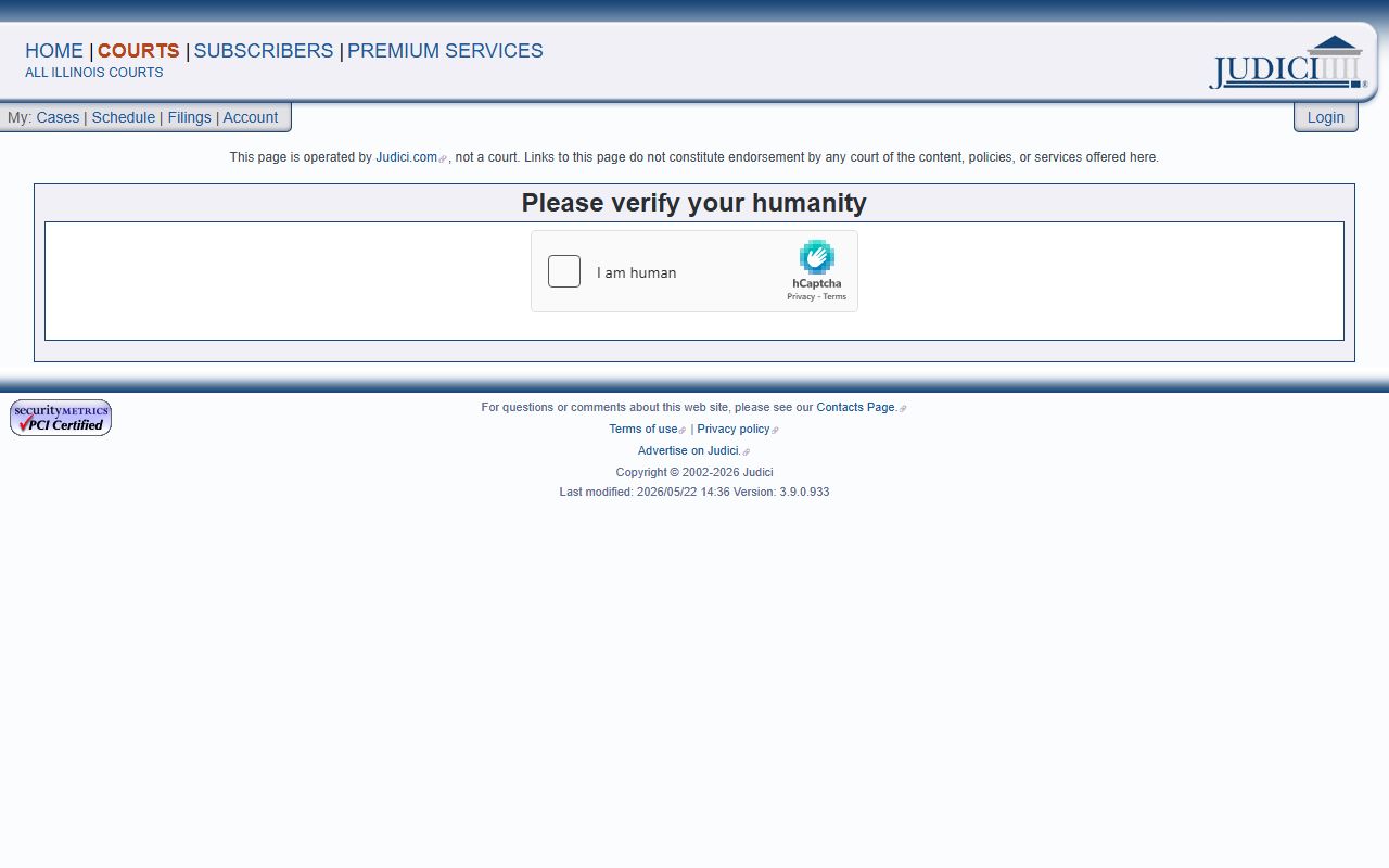 Direct DeWitt County Judici case search page for court records after arrest